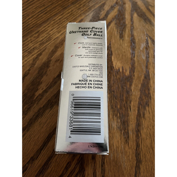 Kirkland Three-Piece Urethane Cover Golf Ball Performance 3 Pack - Picture 4 of 4